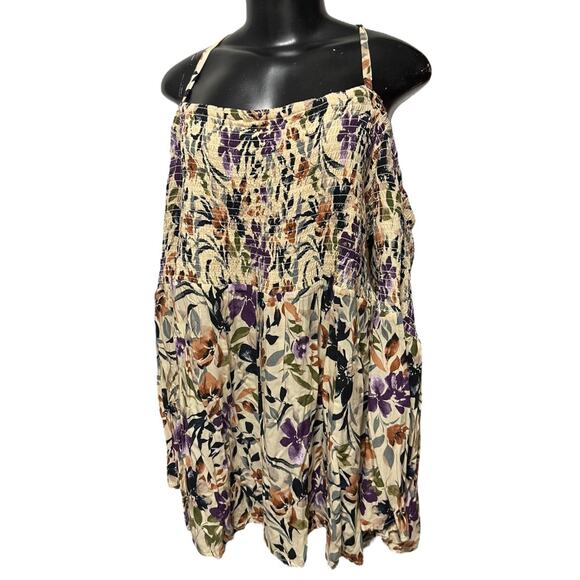 3X Torrid Smocked Cold Shoulder Floral Womens Top Shirt Challis - Picture 3 of 12